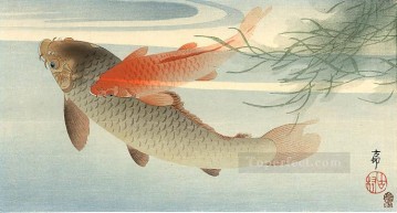 Poisson Aquarium œuvres - carpe dorée Ohara KOSON poisson